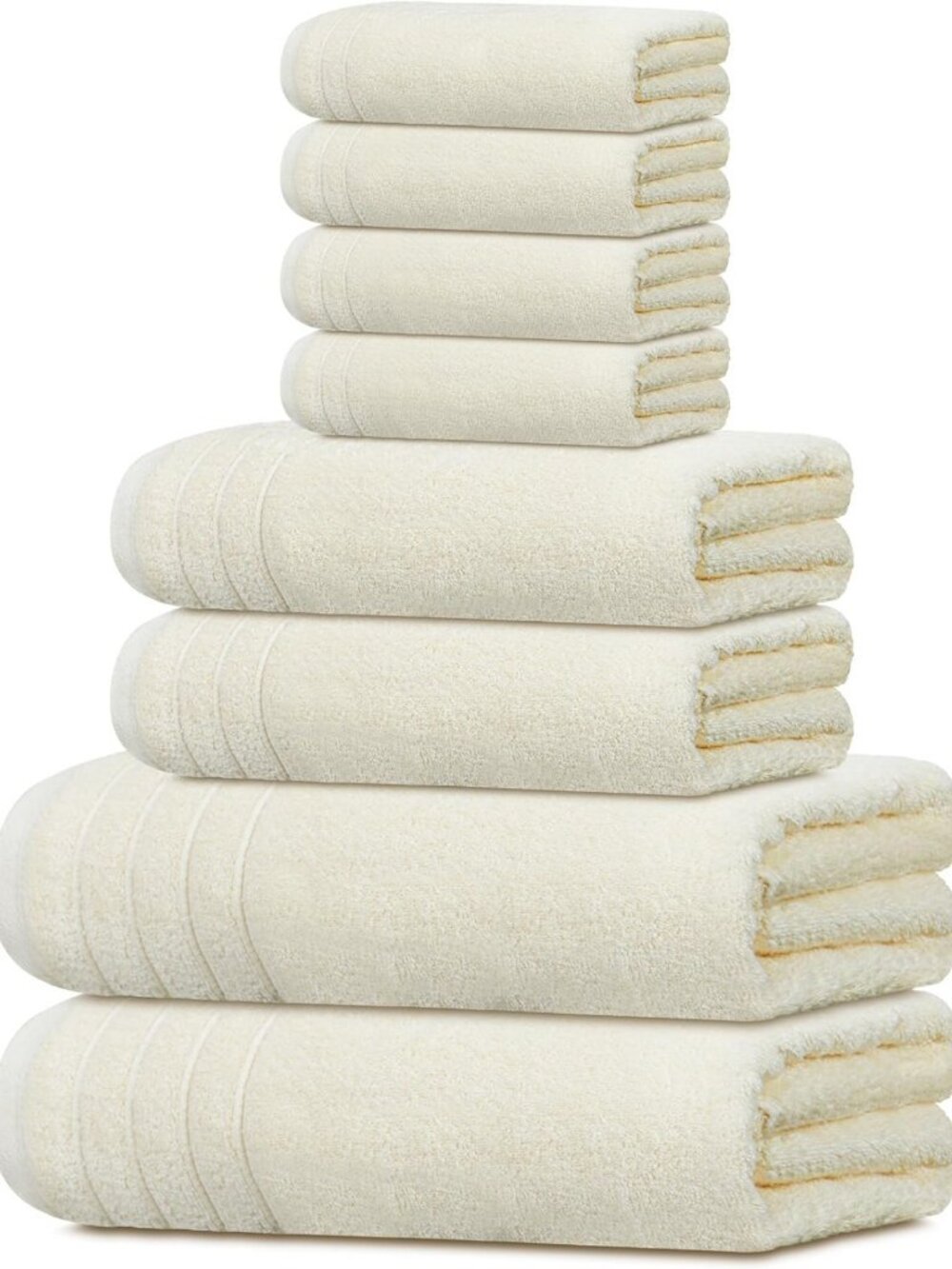 Luxurious 8-Piece Towel Set - 2 XL Bath, 2 Hand, 4 Washcloths, Soft Cream Color